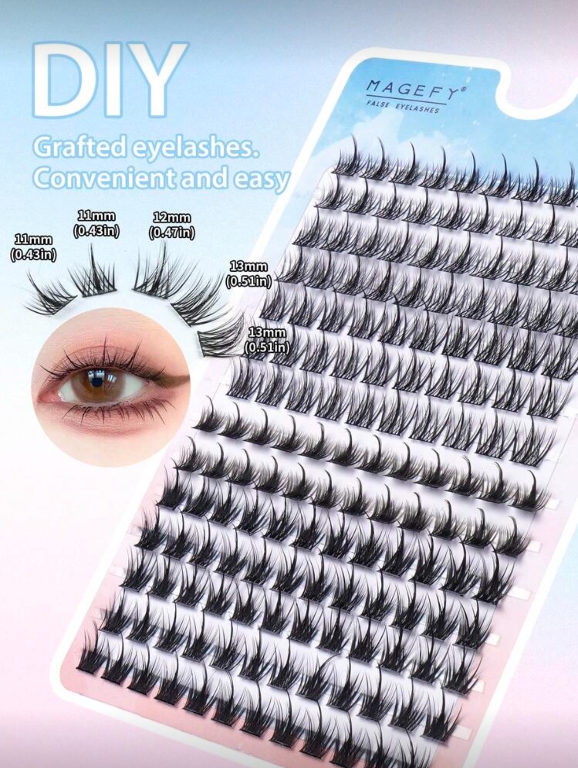 img_2123 MAGEFY 154 Clusters De Faux Cils Individuels Avec Colle Et Pince Courbée (MGY7598-3+TZ)