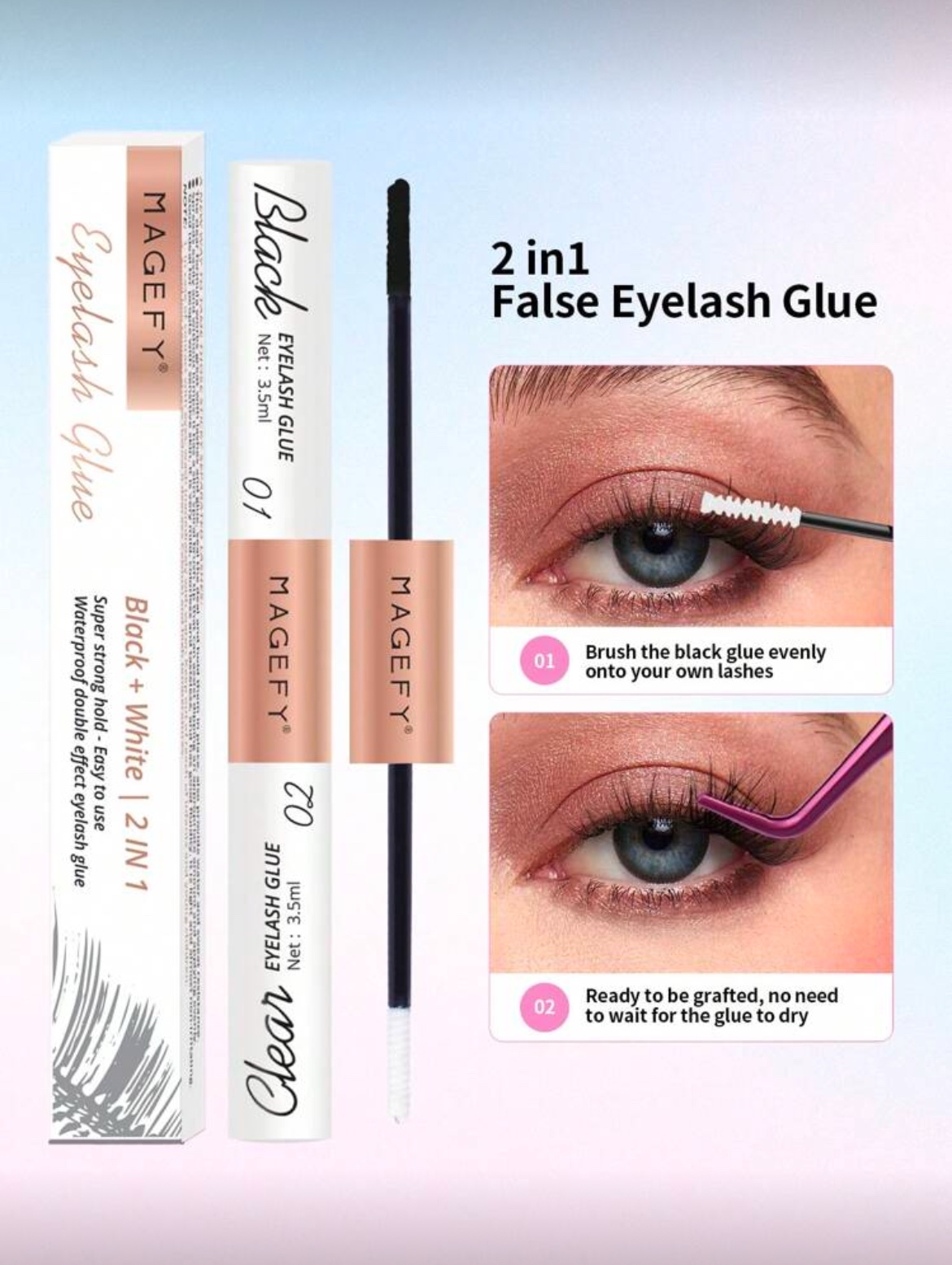 img_2125 MAGEFY 154 Clusters De Faux Cils Individuels Avec Colle Et Pince Courbée (MGY7598-3+TZ)