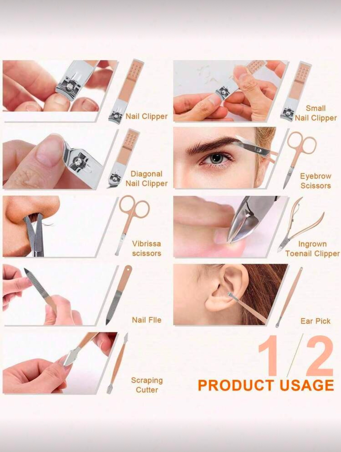 SH Set de coupe-ongles professionnels en acier inoxydable avec étui PU – Rose Orangé (4 à 23 pcs) SH Set de coupe-ongles professionnels en acier inoxydable avec étui PU – Rose Orangé (4 à 23 pcs)