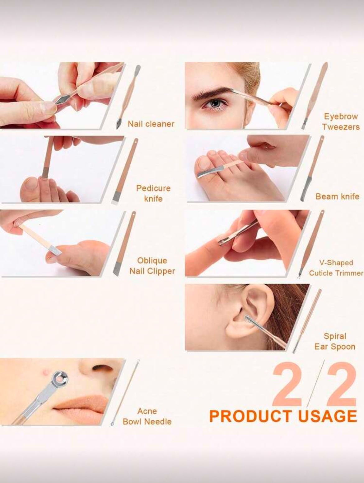 SH Set de coupe-ongles professionnels en acier inoxydable avec étui PU – Rose Orangé (4 à 23 pcs) SH Set de coupe-ongles professionnels en acier inoxydable avec étui PU – Rose Orangé (4 à 23 pcs)
