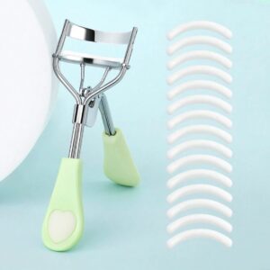 Monkids Recourbe Cils Portatif Avec 15 Coussinets “Pads” En Silicone - MK5 (Argent/Vert)