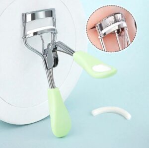 Monkids Recourbe Cils Portatif Avec 15 Coussinets “Pads” En Silicone - MK5 (Argent/Vert)