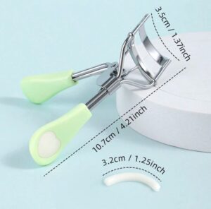 Monkids Recourbe Cils Portatif Avec 15 Coussinets “Pads” En Silicone - MK5 (Argent/Vert)