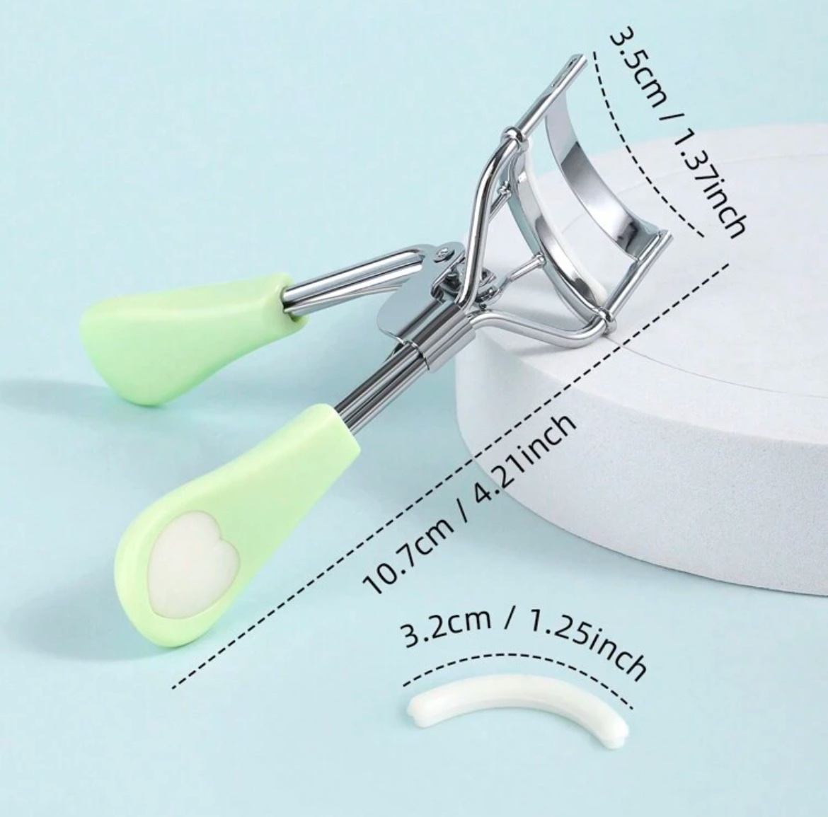 Monkids Recourbe Cils Portatif Avec 15 Coussinets “Pads” En Silicone - MK5 (Argent/Vert)