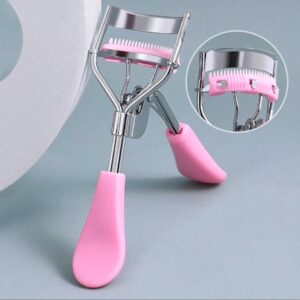 Monkids Recourbe Cils Portatif Avec Peigne et Coussinet “Pad” En Silicone – MK2 (Argent/Rose Bonbon)