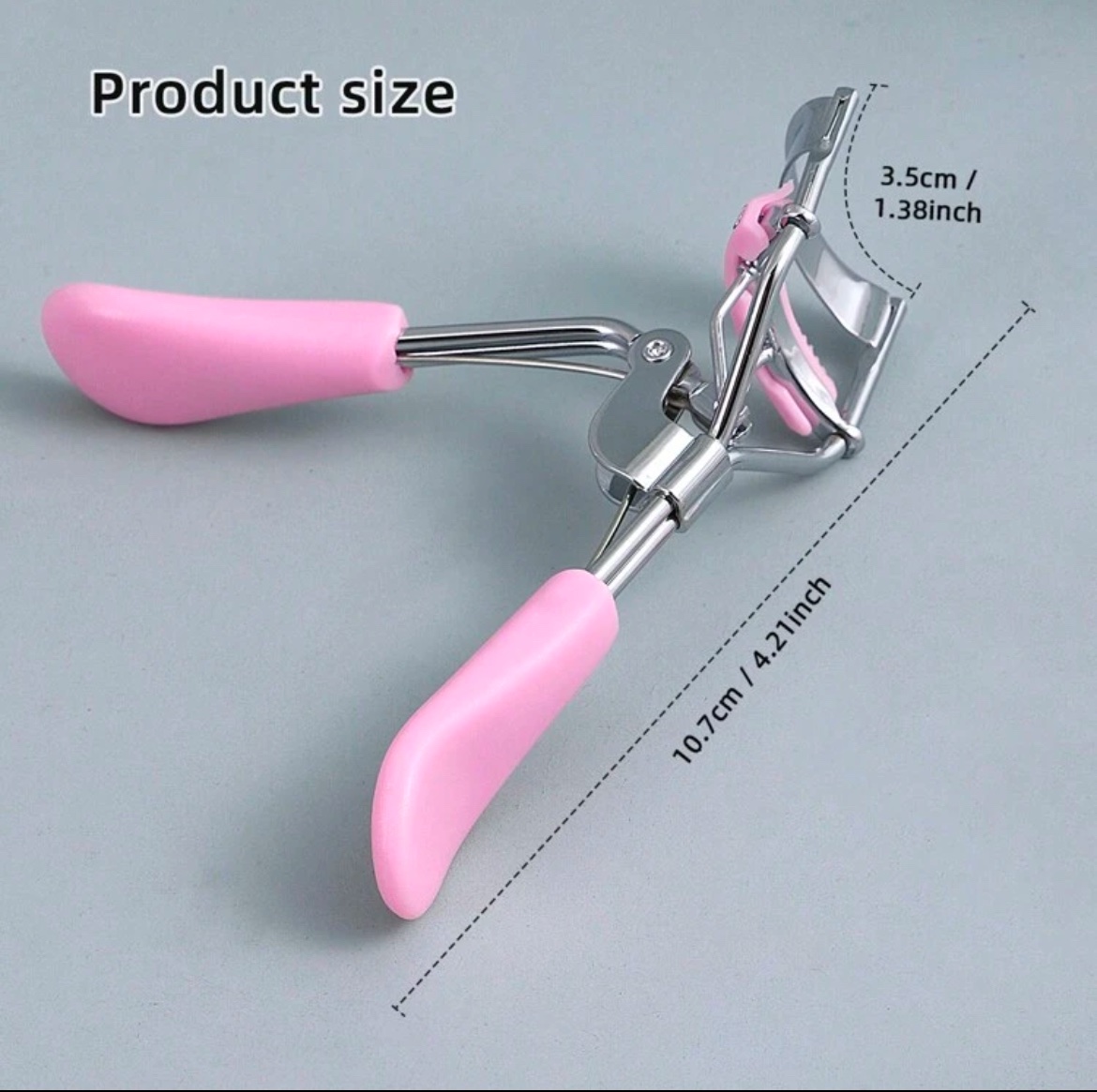 Monkids Recourbe Cils Portatif Avec Peigne et Coussinet “Pad” En Silicone – MK2 (Argent/Rose Bonbon)