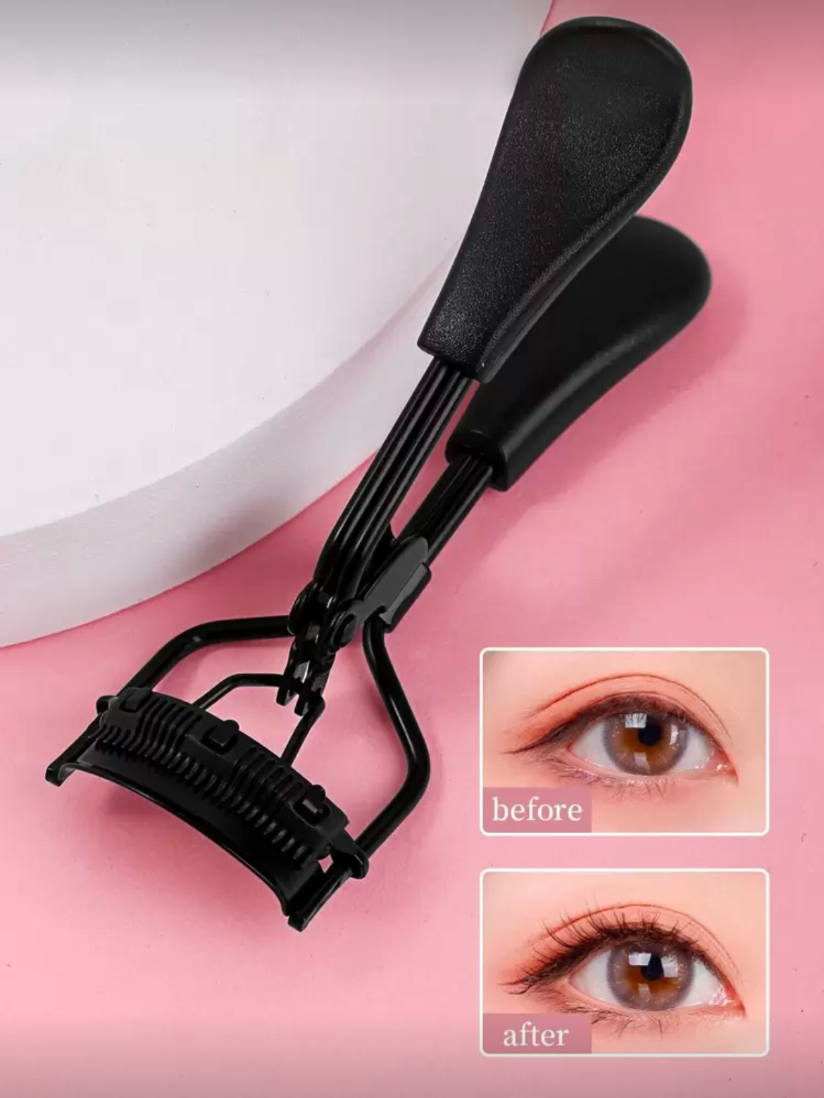 Monkids Recourbe Cils Portatif Avec Peigne et Coussinet “Pad” En Silicone – MKN (Black/Black)