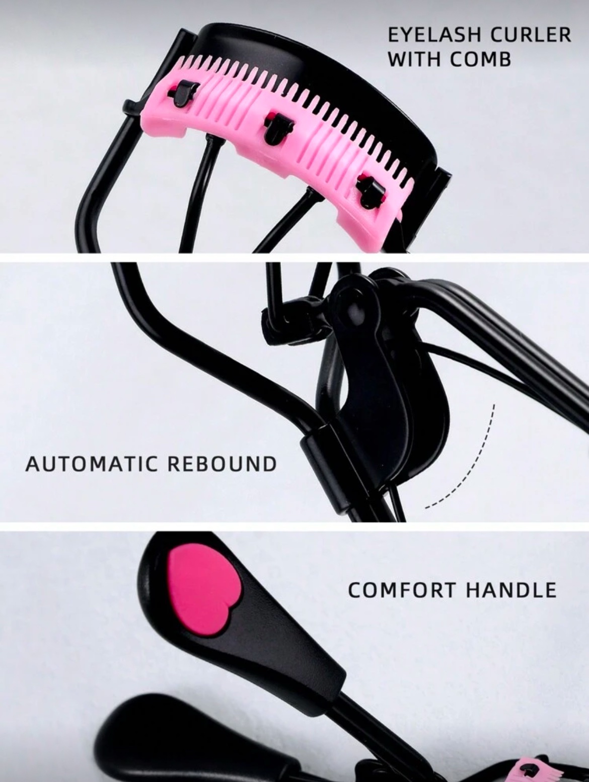Monkids Recourbe Cils Portatif Avec Peigne et Coussinet “Pad” En Silicone – MKP (Noir/Rose Point) Monkids Recourbe Cils Portatif Avec Peigne et Coussinet “Pad” En Silicone – MKP (Noir/Rose Point)