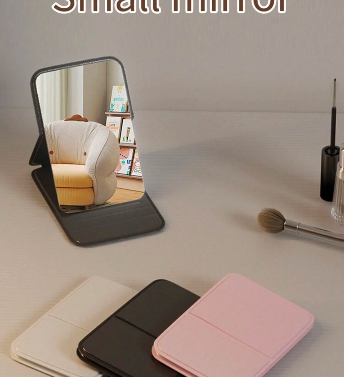 SH Mioir De Poche Pliable — Blanc / Noir / Rose