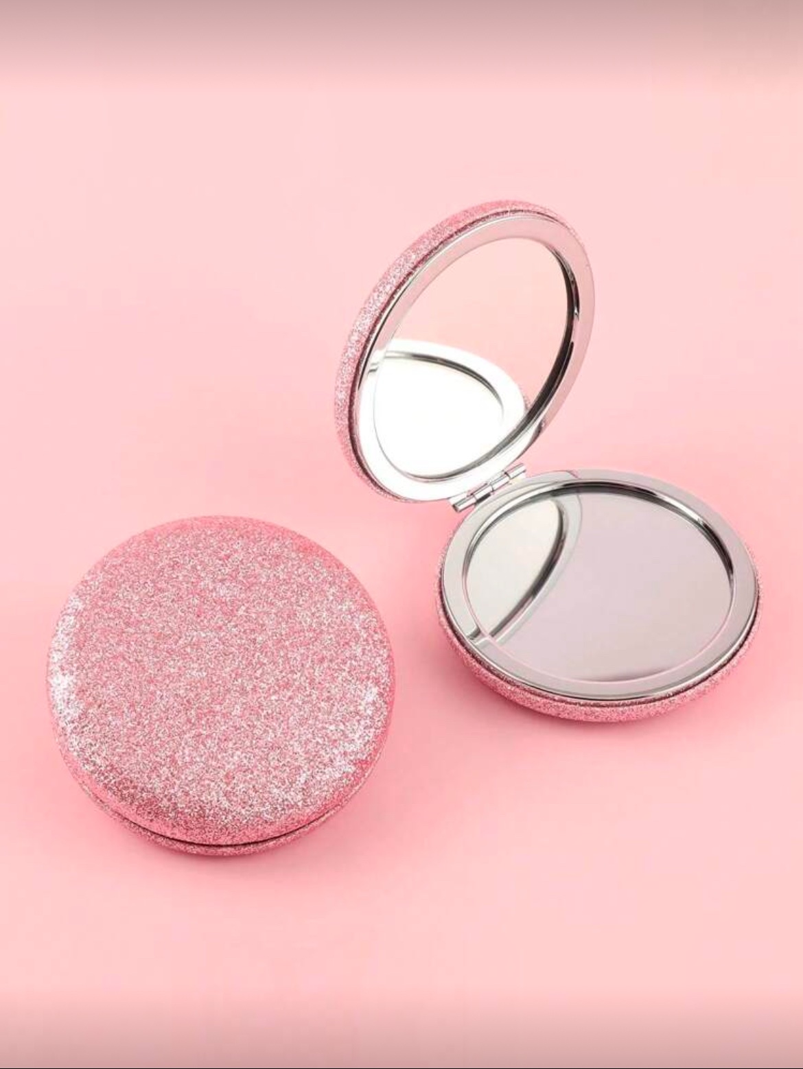 SH Miroir De Poche Pliable Rond à Paillettes — Glamour (1 pièce) – Rose / Noir / Argent / Bleu / Or / Violet SH Miroir De Poche Pliable Rond à Paillettes — Glamour (1 pièce) – Rose / Noir / Argent / Bleu / Or / Violet