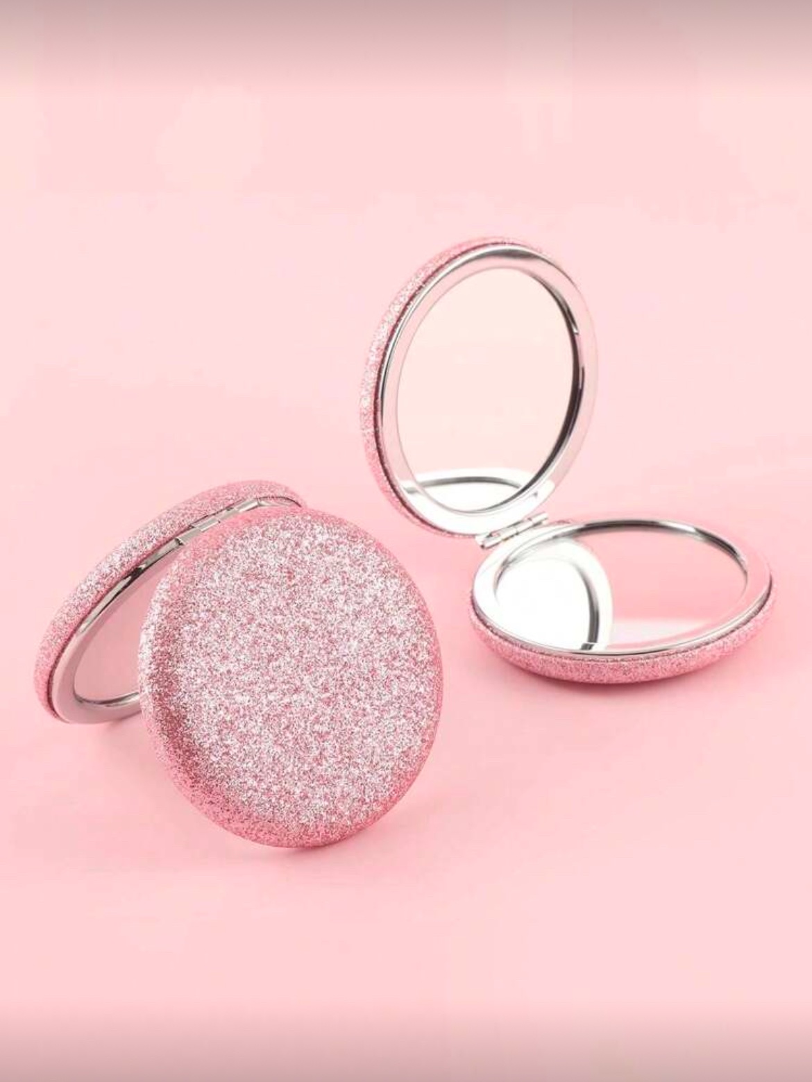 SH Miroir De Poche Pliable Rond à Paillettes — Glamour (1 pièce) – Rose / Noir / Argent / Bleu / Or / Violet SH Miroir De Poche Pliable Rond à Paillettes — Glamour (1 pièce) – Rose / Noir / Argent / Bleu / Or / Violet