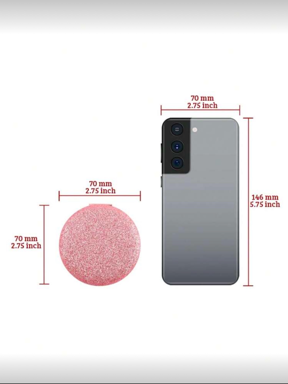 SH Miroir De Poche Pliable Rond à Paillettes — Glamour (1 pièce) – Rose / Noir / Argent / Bleu / Or / Violet SH Miroir De Poche Pliable Rond à Paillettes — Glamour (1 pièce) – Rose / Noir / Argent / Bleu / Or / Violet