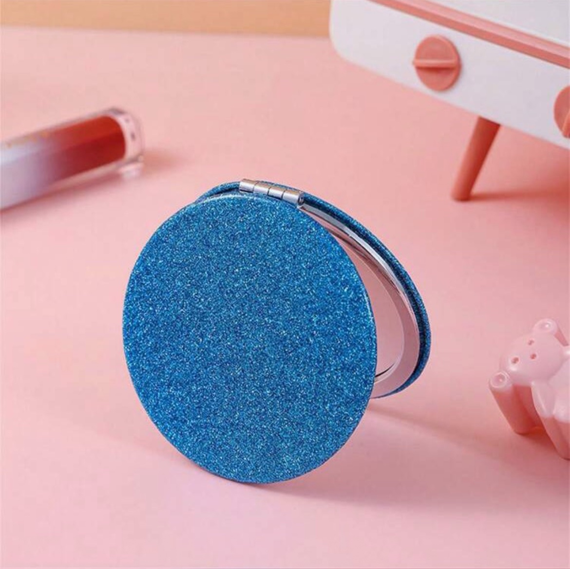 SH Miroir De Poche Pliable Rond à Paillettes — Glamour (1 pièce) – Rose / Noir / Argent / Bleu / Or / Violet SH Miroir De Poche Pliable Rond à Paillettes — Glamour (1 pièce) – Rose / Noir / Argent / Bleu / Or / Violet