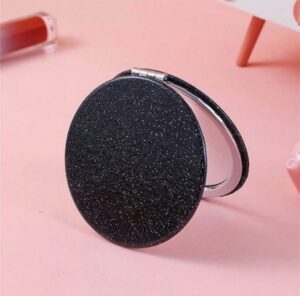 SH Miroir De Poche Pliable Rond à Paillettes — Glamour (1 pièce) – Rose / Noir / Argent / Bleu / Or / Violet SH Miroir De Poche Pliable Rond à Paillettes — Glamour (1 pièce) – Rose / Noir / Argent / Bleu / Or / Violet