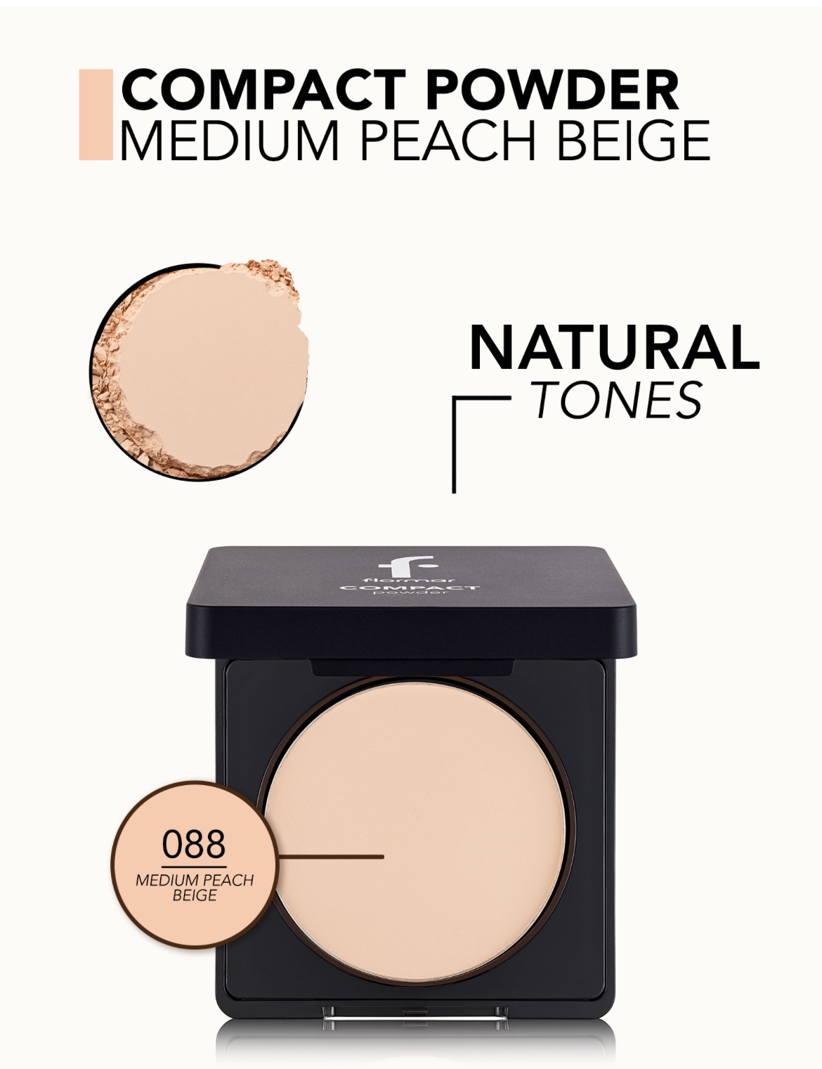 Flormar Compact Powder — 088 • Medium Peach Beige