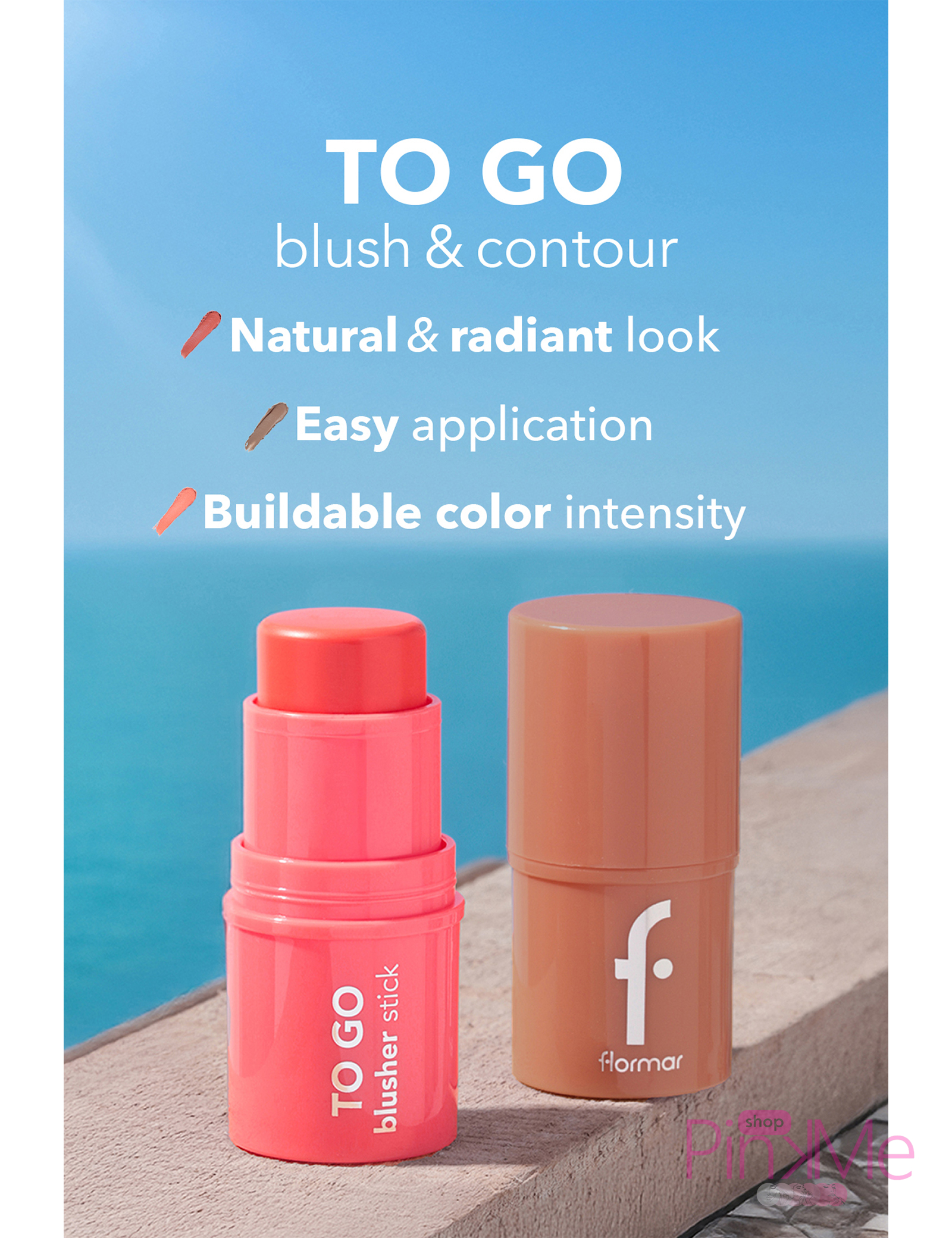 Flormar To Go Stick Blush Radiant & Natural Finish Buildable Creamy Flormar To Go Stick Blush Radiant & Natural Finish Buildable Creamy