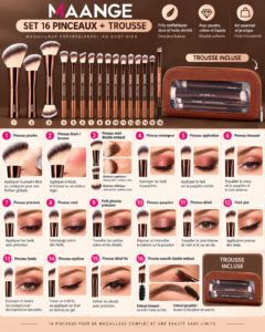 MAANGE MakeUp Brush Set De 16 Pièces With BAG – Kit De Pinceaux Professionnel – Essentiel - Thumbnail Image 21