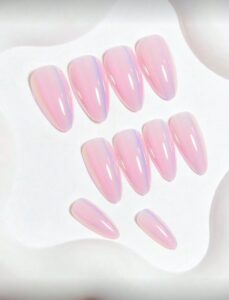 VV MEIJIAER Press-On Nails 24 Pièces Amande (Chrome et Roses) + Feuille Adhésive + Mini Lime - ZJ072