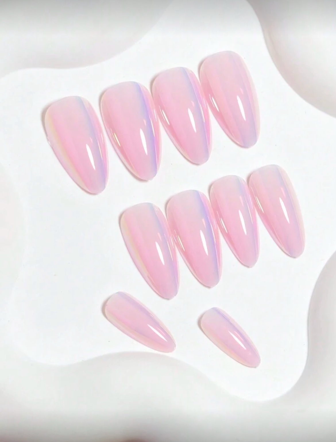 VV MEIJIAER Press-On Nails 24 Pièces Amande (Chrome et Roses) + Feuille Adhésive + Mini Lime - ZJ072
