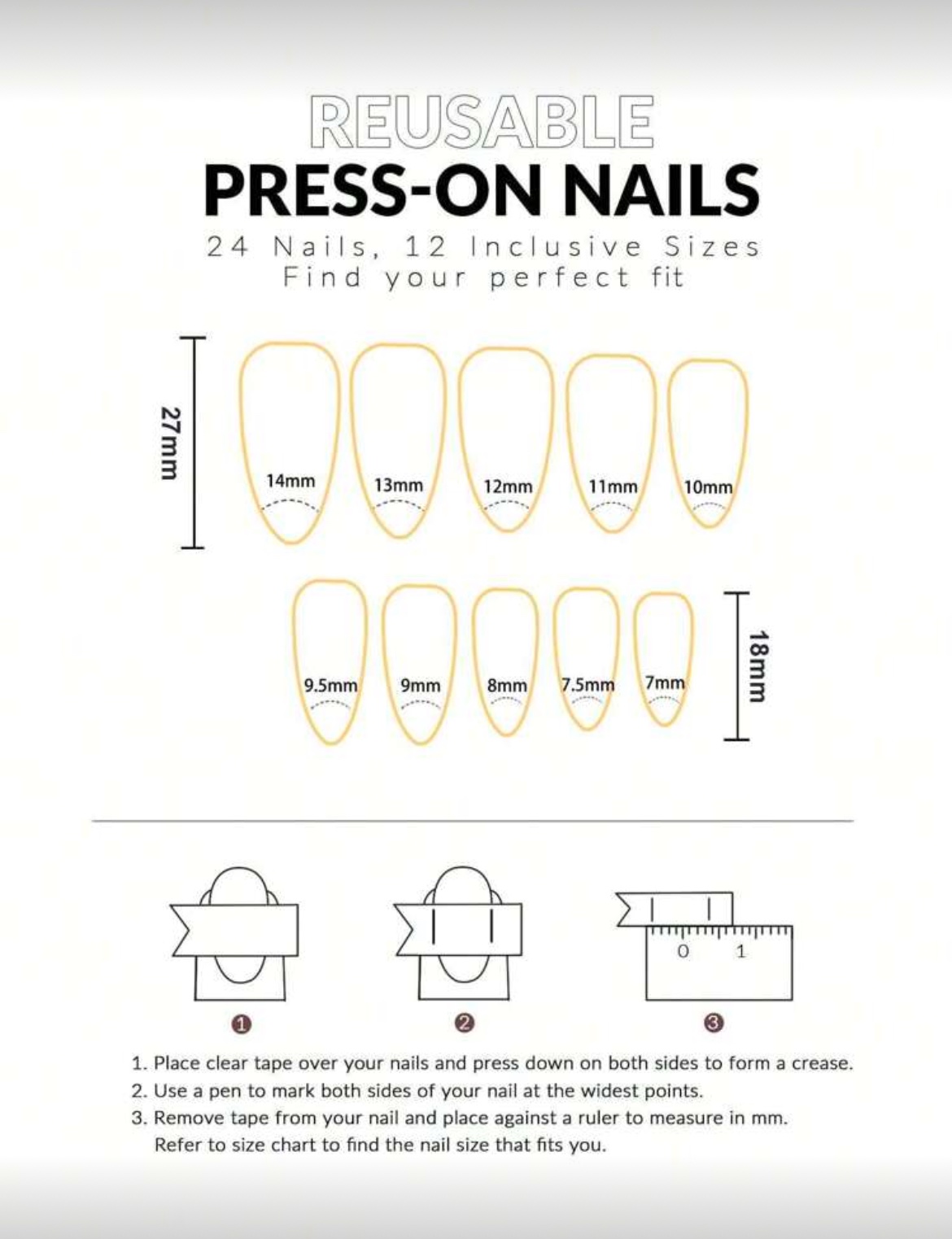 VV MEIJIAER Press-On Nails 24 Pièces Amande (Chrome et Roses) + Feuille Adhésive + Mini Lime - ZJ072