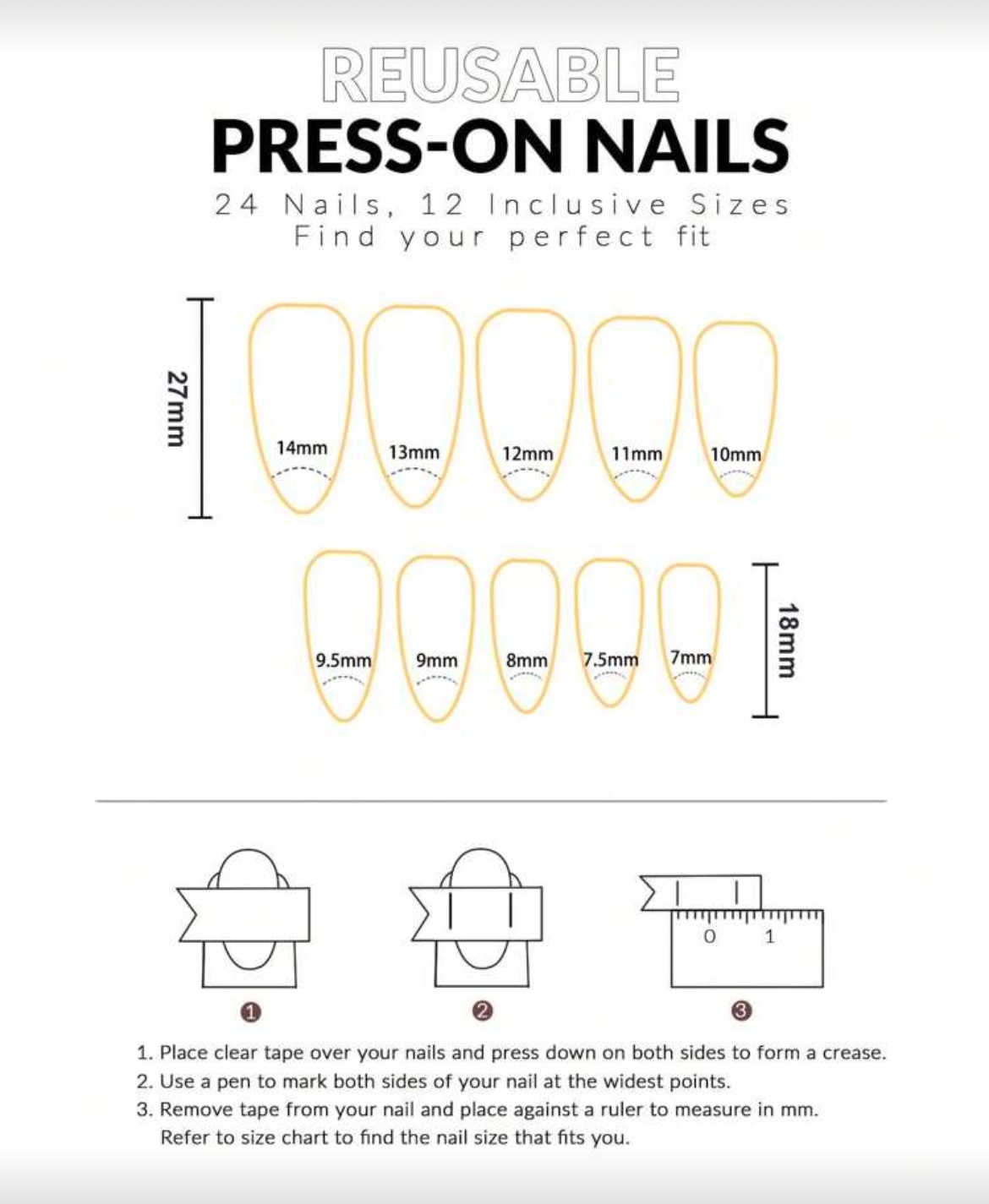 VV MEIJIAER Press-On Nails 24 Pièces Amande (Chrome Magic Goth) + Feuille Adhésive + Mini Lime - ZJ175 Irrésistibles 6 VV MEIJIAER Press-On Nails 24 Pièces Amande (Chrome Magic Goth) + Feuille Adhésive + Mini Lime - ZJ175