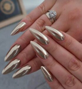 VV MEIJIAER Press-On Nails 24 Pièces Amande (Chrome Or Champagne) + Feuille Adhésive + Mini Lime - ZJ140 VV MEIJIAER Press-On Nails 24 Pièces Amande (Chrome Or Champagne) + Feuille Adhésive + Mini Lime - ZJ140