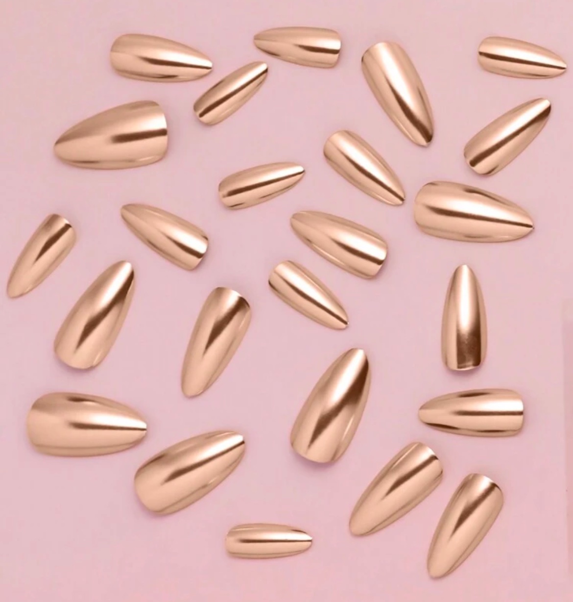 VV MEIJIAER Press-On Nails 24 Pièces Amande (Chrome Or Champagne) + Feuille Adhésive + Mini Lime - ZJ140 VV MEIJIAER Press-On Nails 24 Pièces Amande (Chrome Or Champagne) + Feuille Adhésive + Mini Lime - ZJ140