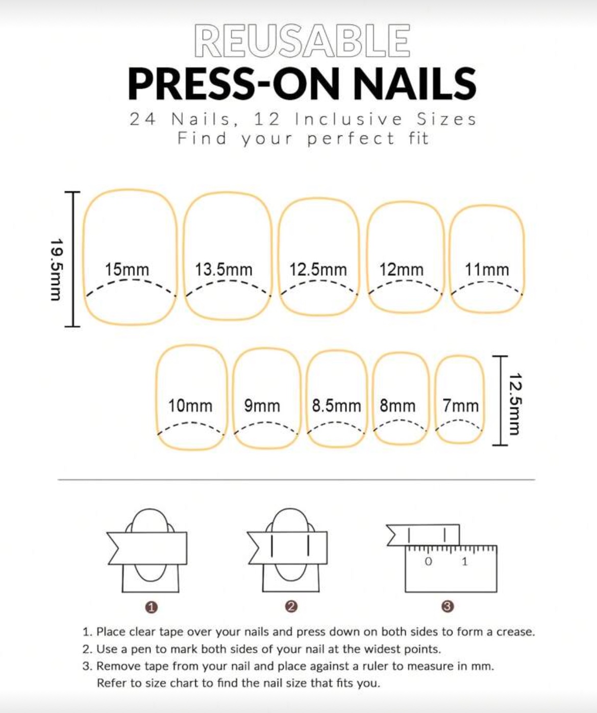 VV MEIJIAER Press-On Nails 24 Pièces Carrés (Chrome Rose) + Feuille Adhésive + Mini Lime - ZJ197