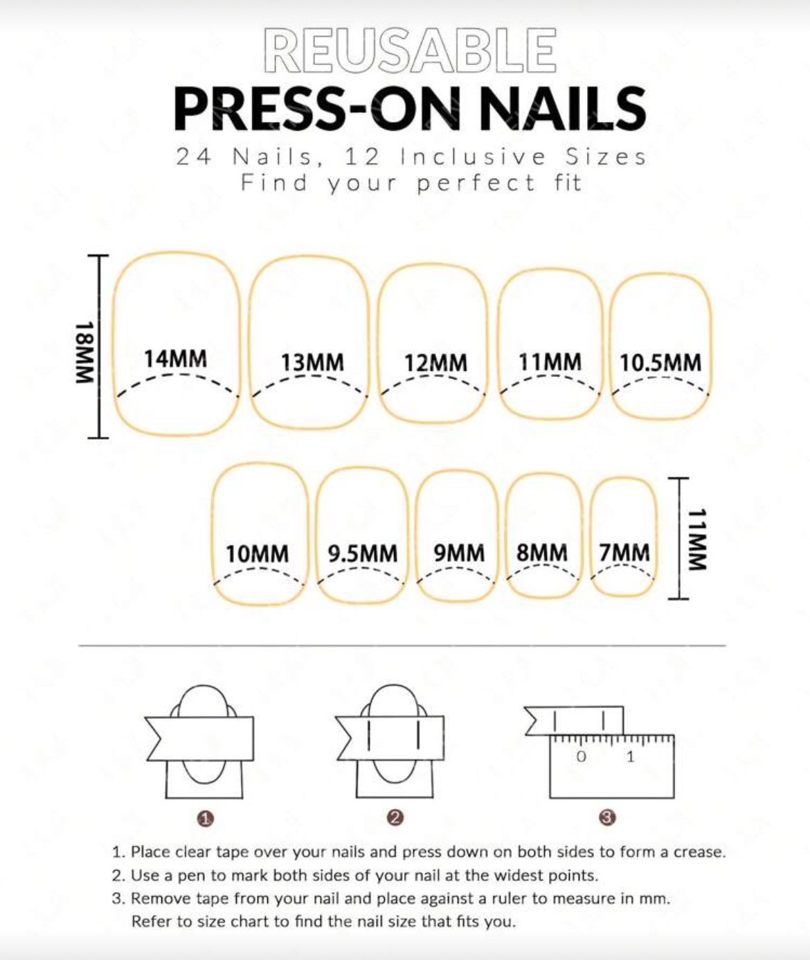 VV MEIJIAER Press-On Nails 24 Pièces Carrés (Mirroir Métallique Or) + Feuille Adhésive + Mini Lime - ZJ148