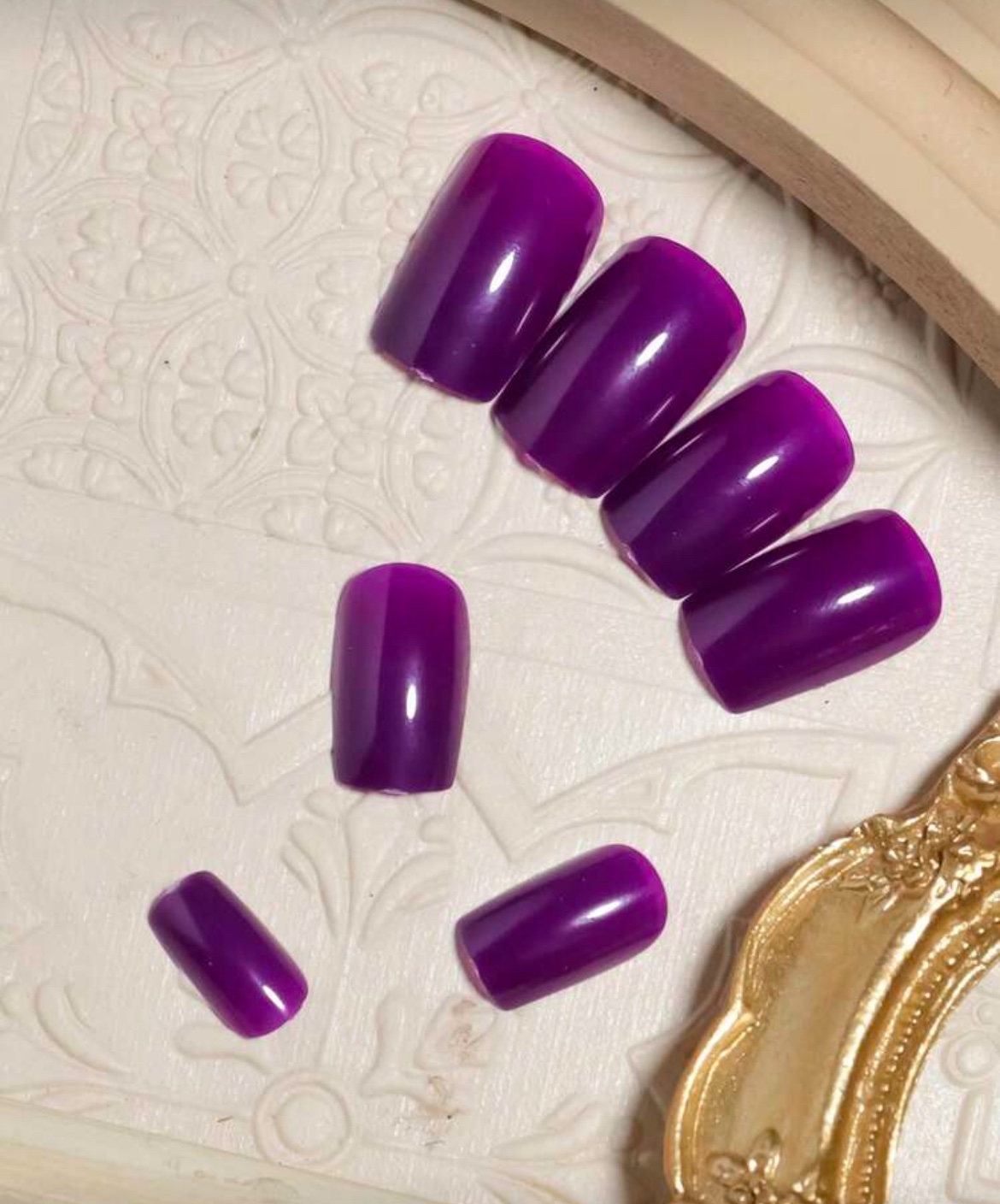 VV MEIJIAER Press-On Nails 24 Pièces Carrés (Violet) + Feuille Adhésive + Mini Lime - ZJ233
