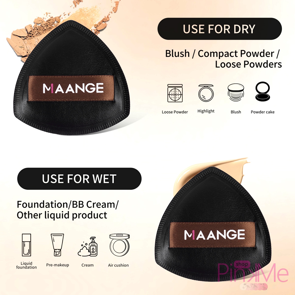 MAANGE Makeup Puff Triangle Avec Boite 1 Pièce