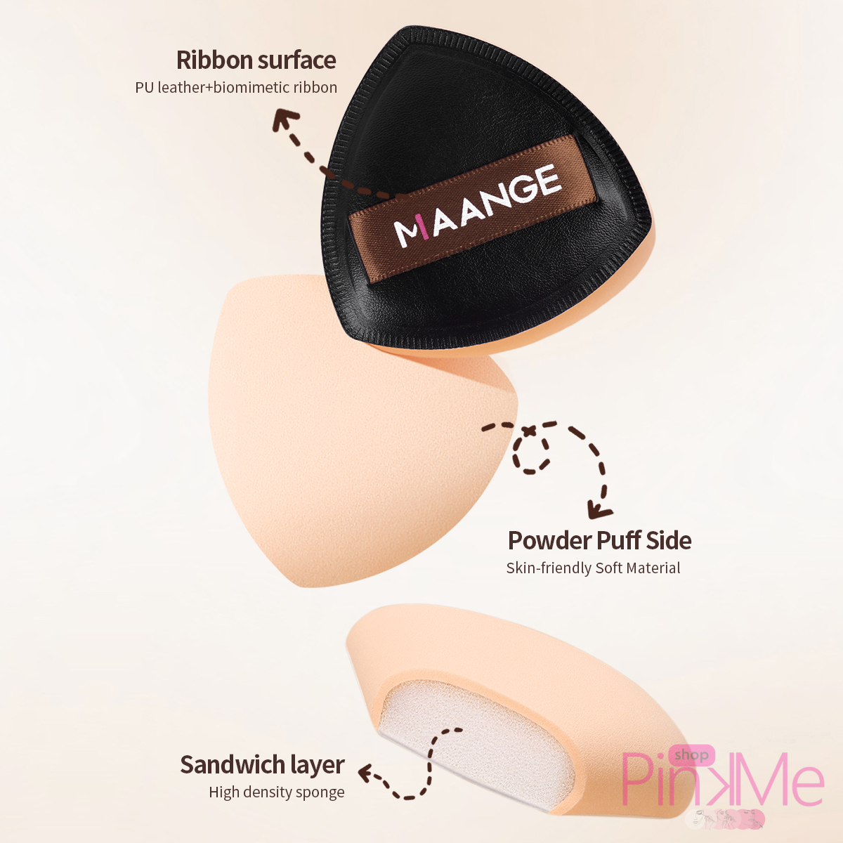 MAANGE Makeup Puff Triangle Avec Boite 1 Pièce