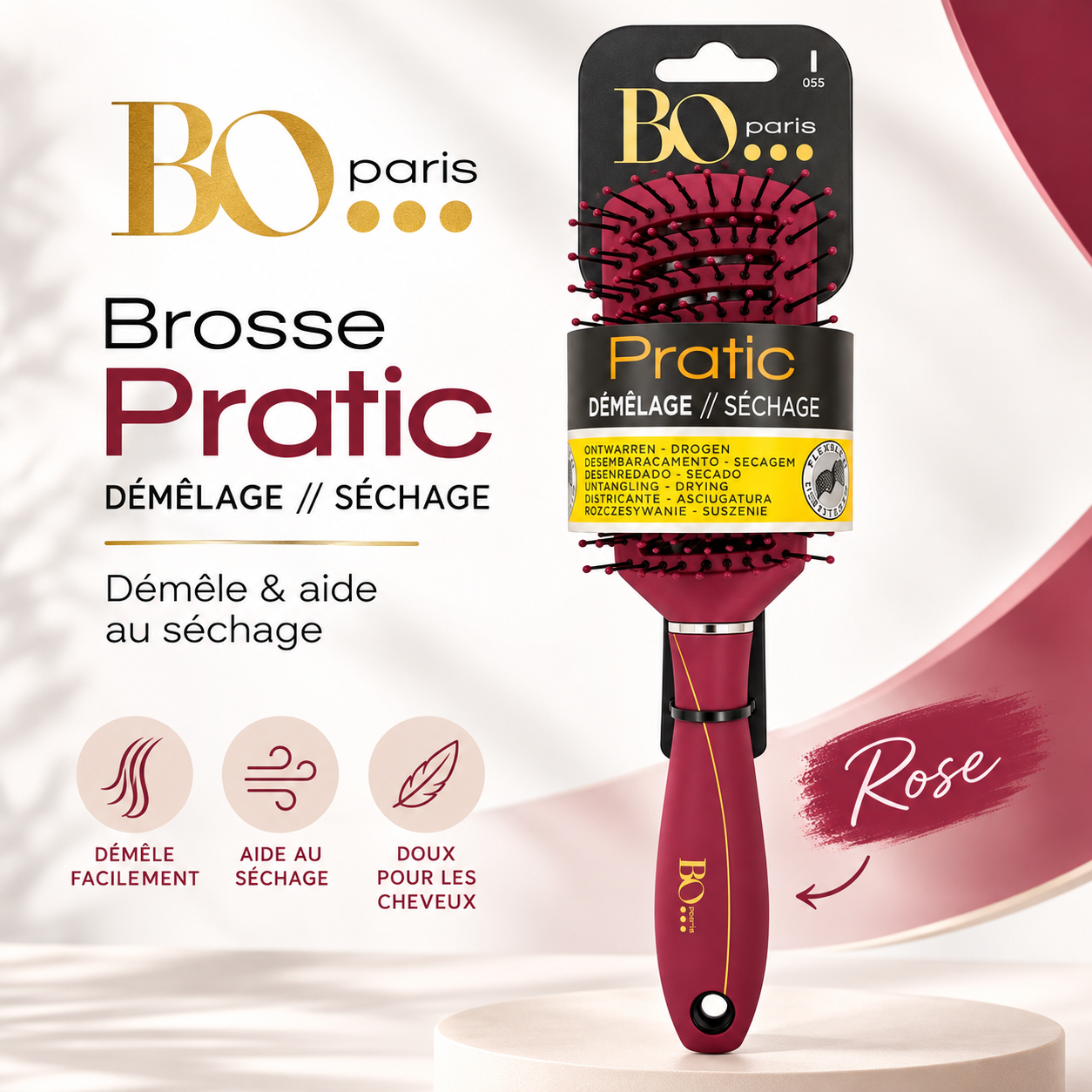 BO Paris Brosse À Cheveux Pratic Démêlage / Séchage – Brosse Démêlante Essentielle