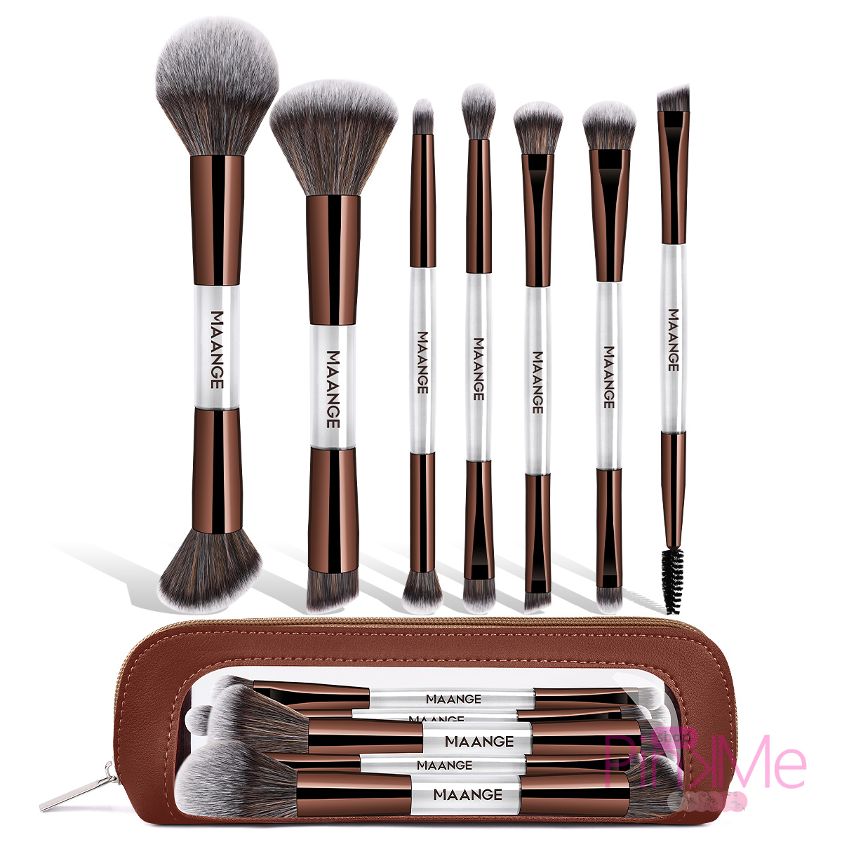 MAANGE Kit 7 Pinceaux De Maquillage à Double Embout Avec Trousse MAANGE Kit 7 Pinceaux De Maquillage à Double Embout Avec Trousse