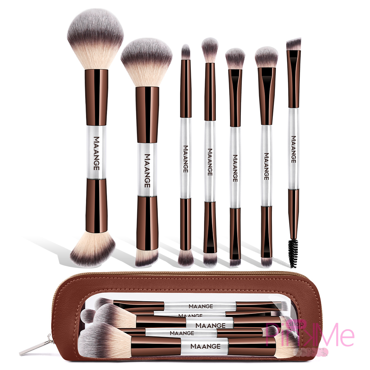 MAANGE Kit 7 Pinceaux De Maquillage à Double Embout Avec Trousse MAANGE Kit 7 Pinceaux De Maquillage à Double Embout Avec Trousse