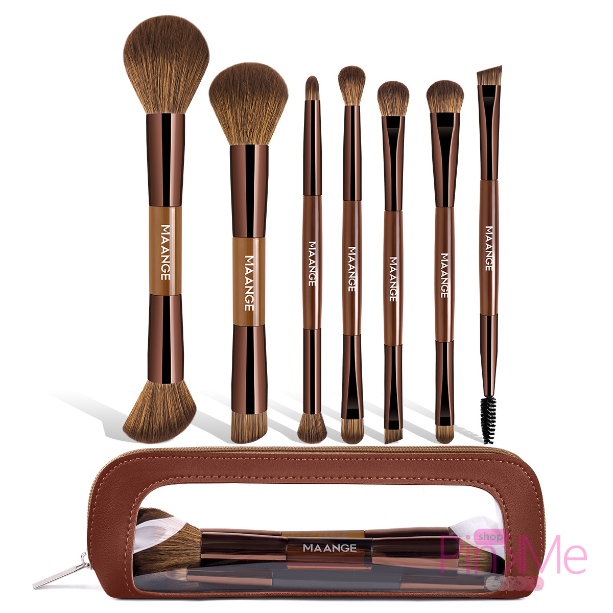 MAANGE Kit 7 Pinceaux De Maquillage à Double Embout Avec Trousse MAANGE Kit 7 Pinceaux De Maquillage à Double Embout Avec Trousse