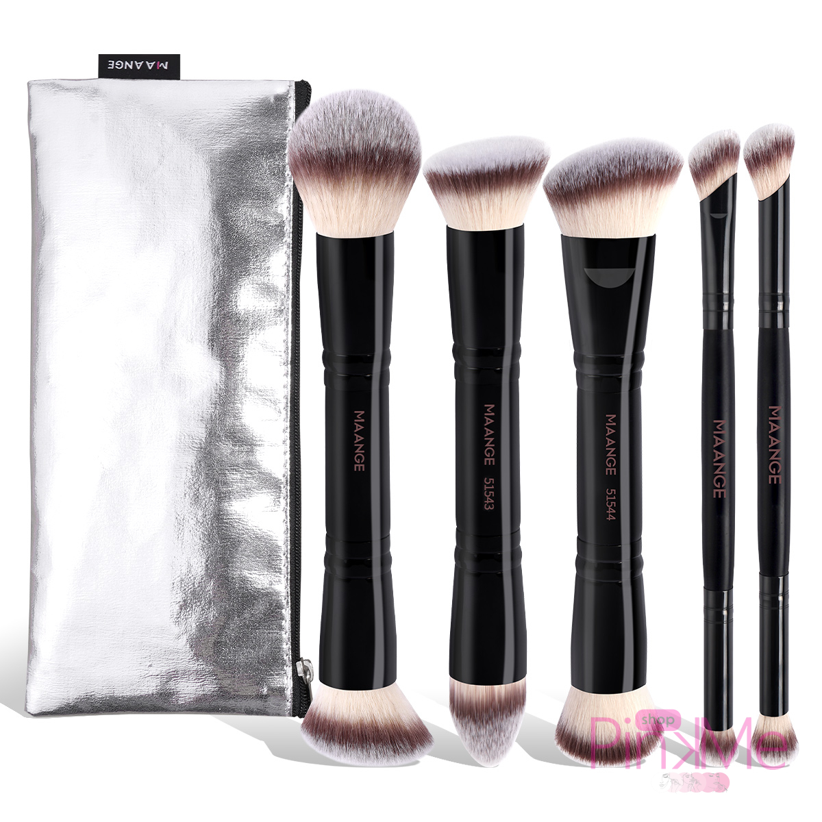 MAANGE Kit 5 Pinceaux De Maquillage à Double Embout Avec Trousse MAANGE Kit 5 Pinceaux De Maquillage à Double Embout Avec Trousse