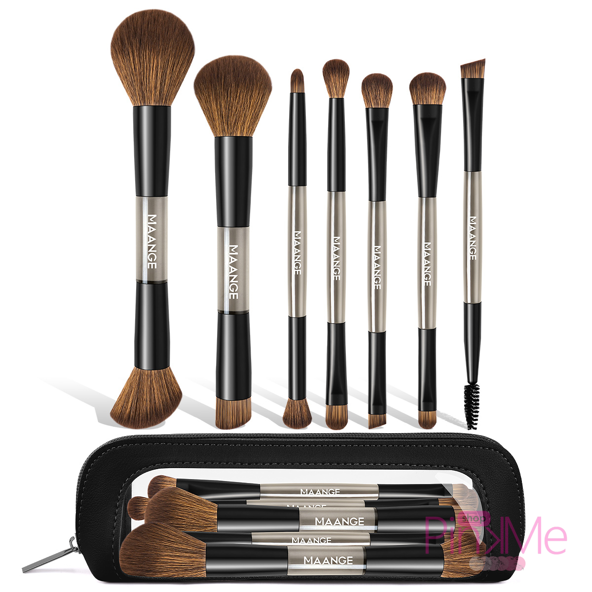 MAANGE Kit 7 Pinceaux De Maquillage à Double Embout Avec Trousse MAANGE Kit 7 Pinceaux De Maquillage à Double Embout Avec Trousse