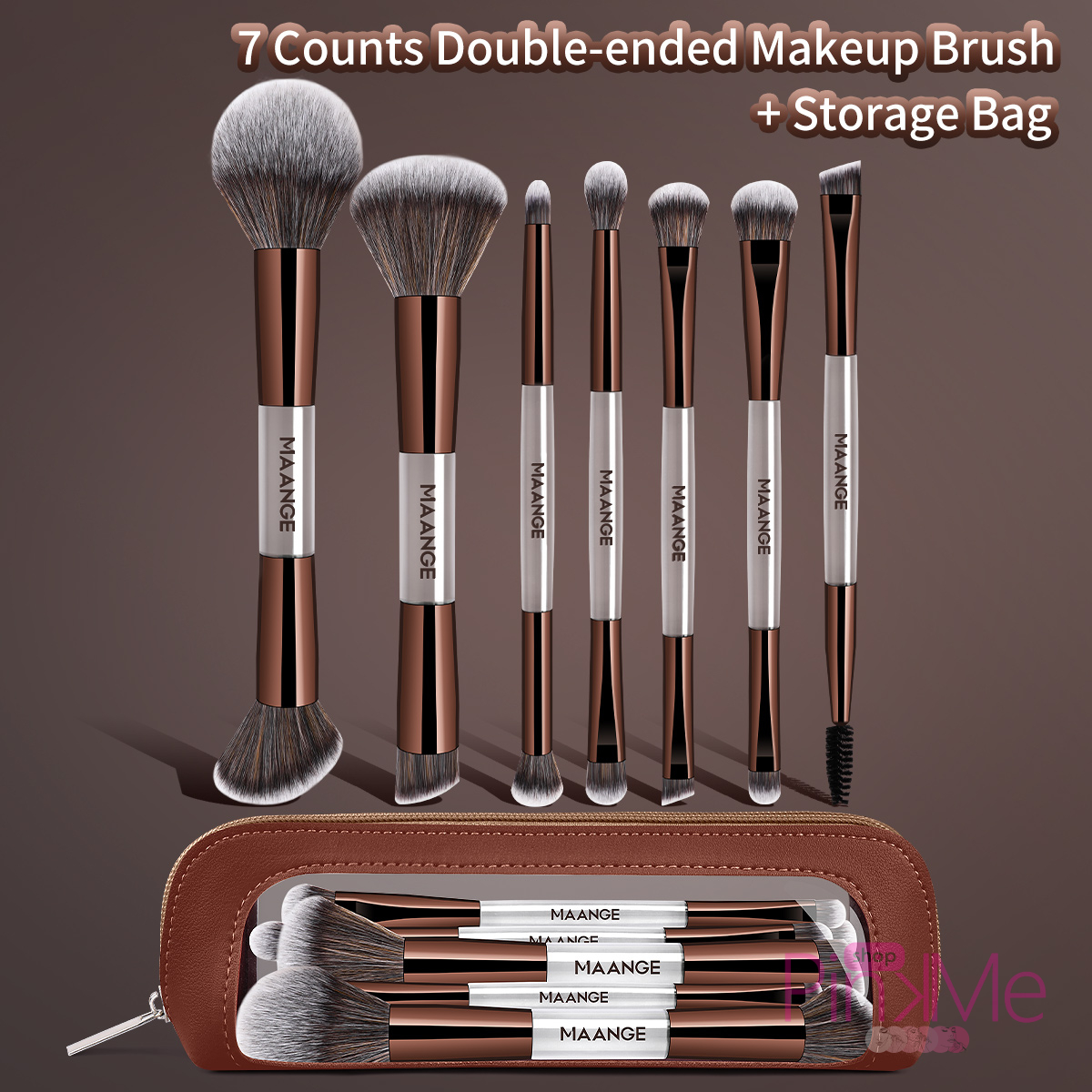 MAANGE Kit 7 Pinceaux De Maquillage à Double Embout Avec Trousse MAANGE Kit 7 Pinceaux De Maquillage à Double Embout Avec Trousse