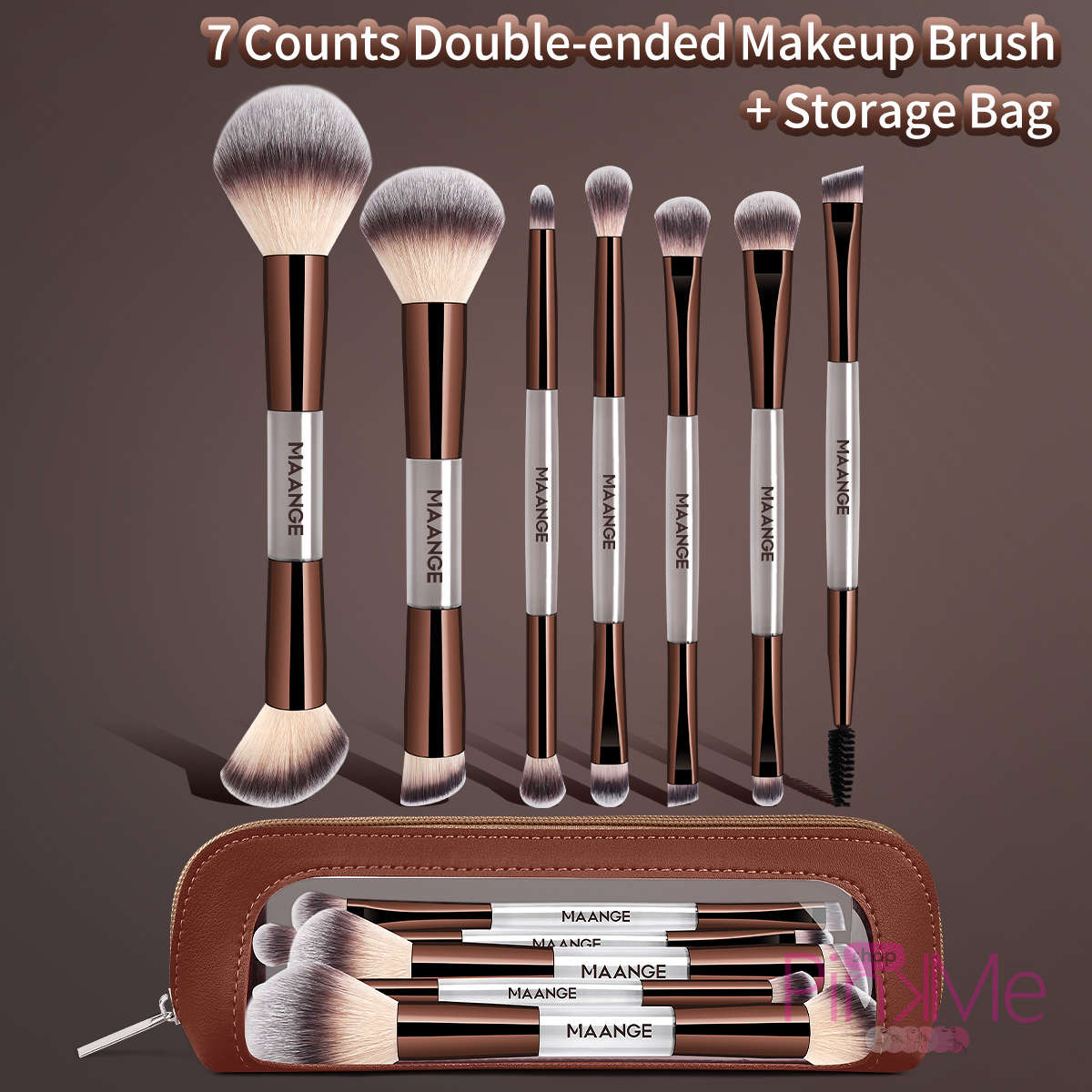 MAANGE Kit 7 Pinceaux De Maquillage à Double Embout Avec Trousse MAANGE Kit 7 Pinceaux De Maquillage à Double Embout Avec Trousse