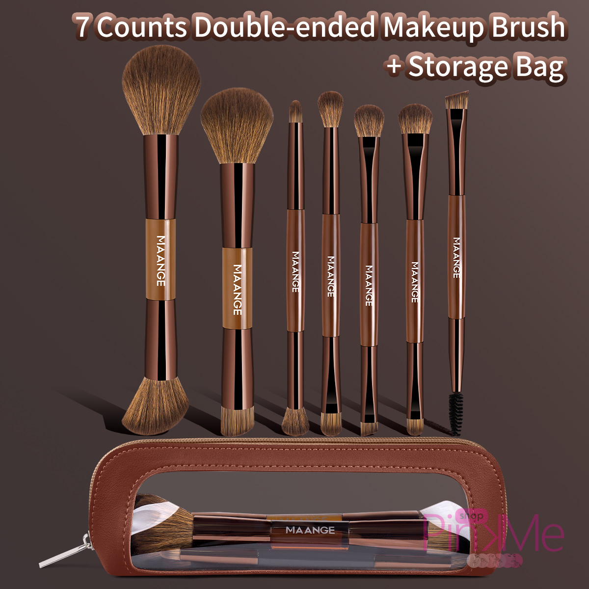MAANGE Kit 7 Pinceaux De Maquillage à Double Embout Avec Trousse MAANGE Kit 7 Pinceaux De Maquillage à Double Embout Avec Trousse