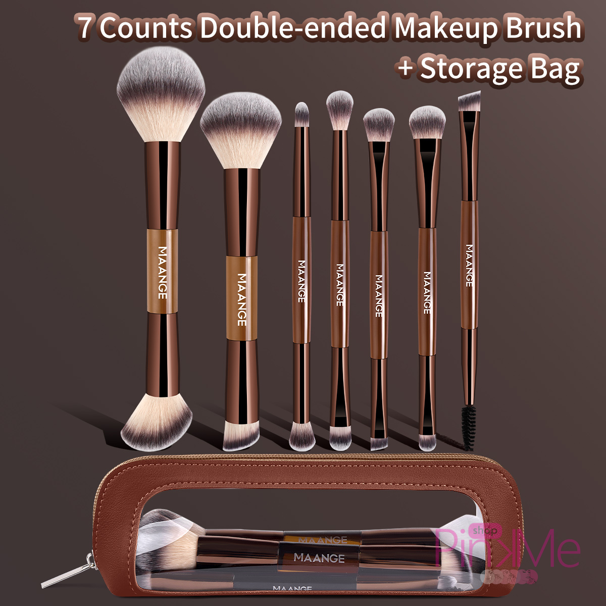 MAANGE Kit 7 Pinceaux De Maquillage à Double Embout Avec Trousse