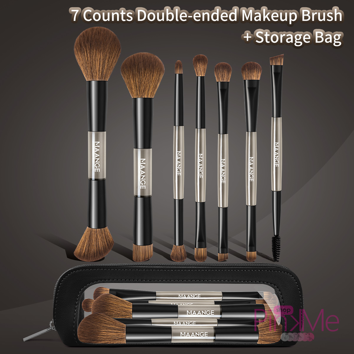 MAANGE Kit 7 Pinceaux De Maquillage à Double Embout Avec Trousse MAANGE Kit 7 Pinceaux De Maquillage à Double Embout Avec Trousse