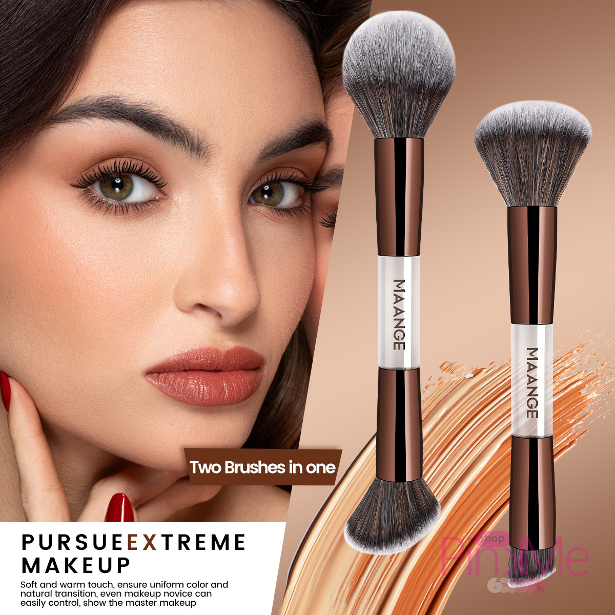 MAANGE Kit 7 Pinceaux De Maquillage à Double Embout Avec Trousse MAANGE Kit 7 Pinceaux De Maquillage à Double Embout Avec Trousse