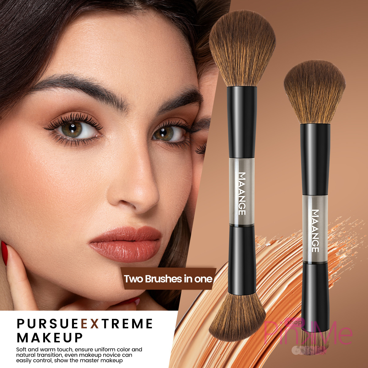MAANGE Kit 7 Pinceaux De Maquillage à Double Embout Avec Trousse MAANGE Kit 7 Pinceaux De Maquillage à Double Embout Avec Trousse