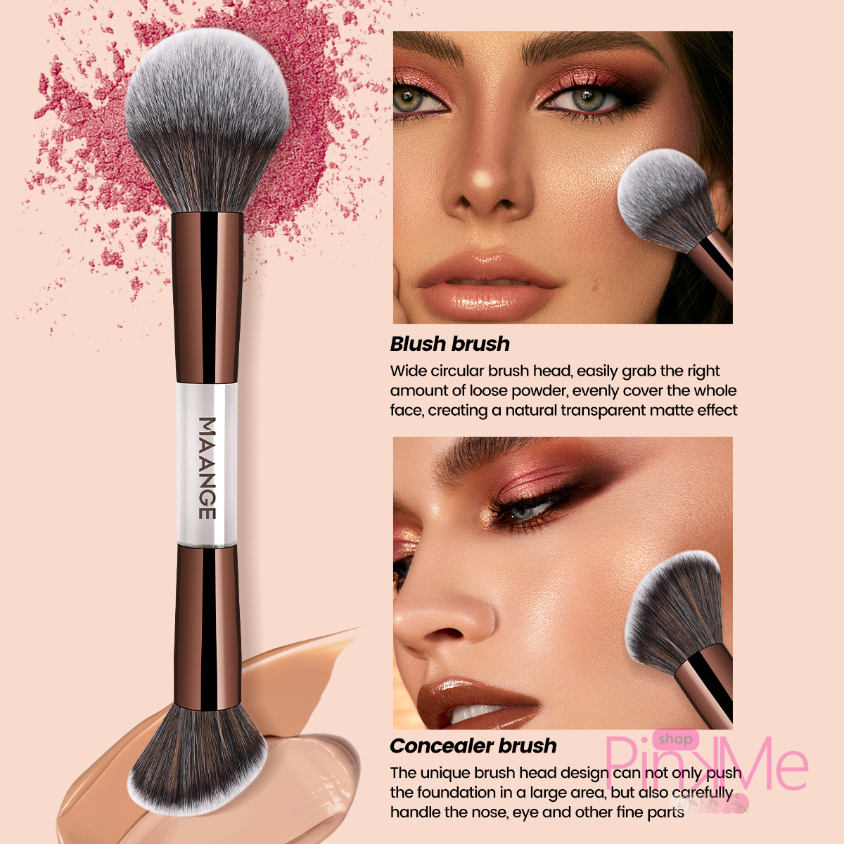 MAANGE Kit 7 Pinceaux De Maquillage à Double Embout Avec Trousse MAANGE Kit 7 Pinceaux De Maquillage à Double Embout Avec Trousse