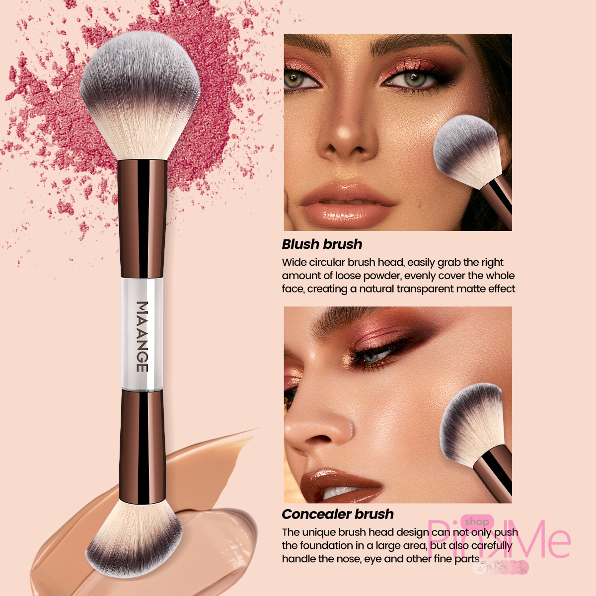 MAANGE Kit 7 Pinceaux De Maquillage à Double Embout Avec Trousse MAANGE Kit 7 Pinceaux De Maquillage à Double Embout Avec Trousse