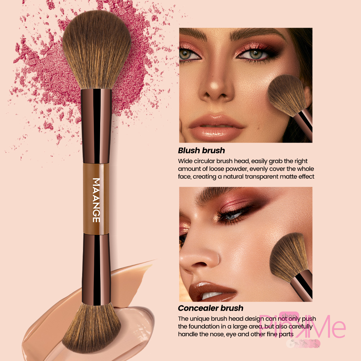 MAANGE Kit 7 Pinceaux De Maquillage à Double Embout Avec Trousse MAANGE Kit 7 Pinceaux De Maquillage à Double Embout Avec Trousse
