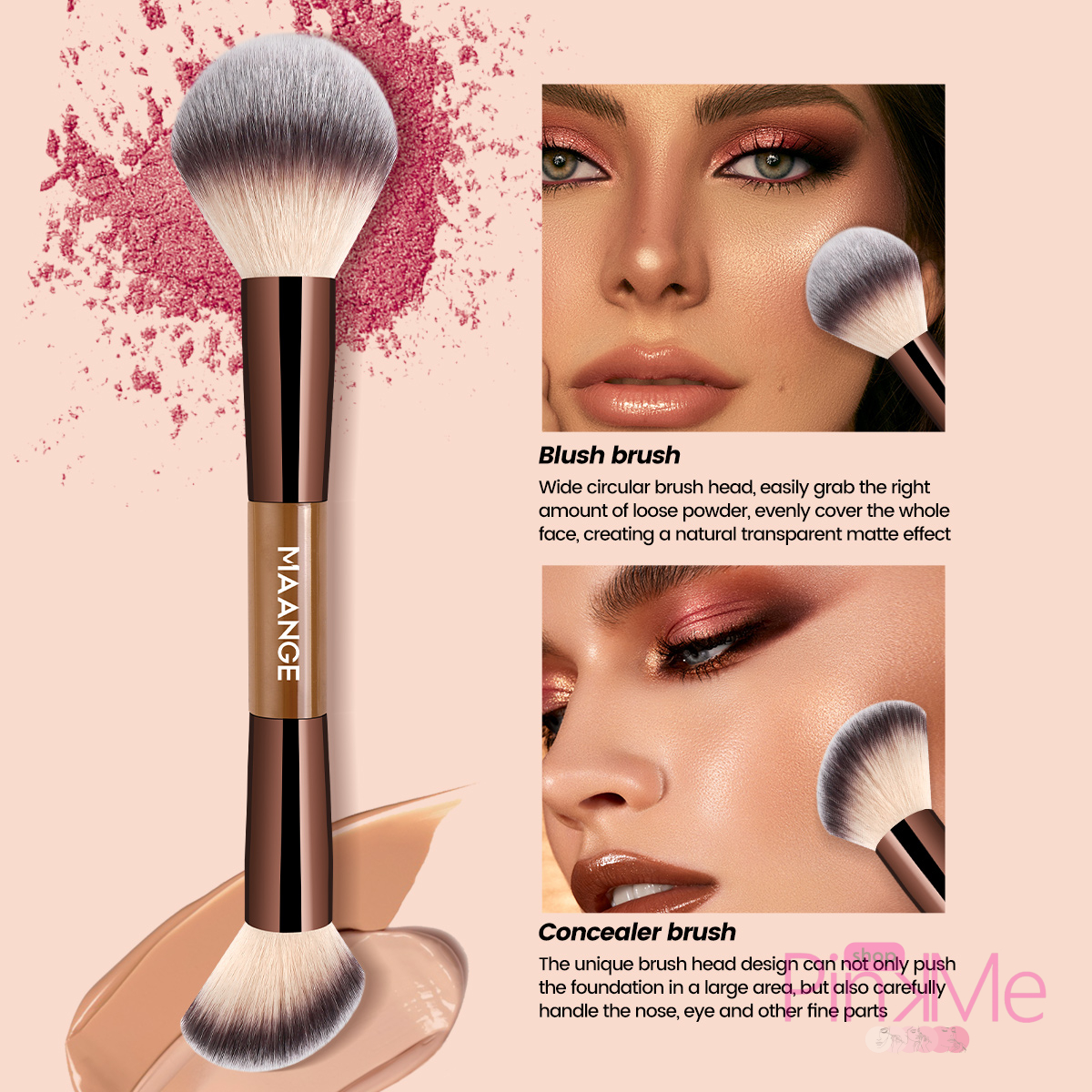 MAANGE Kit 7 Pinceaux De Maquillage à Double Embout Avec Trousse MAANGE Kit 7 Pinceaux De Maquillage à Double Embout Avec Trousse