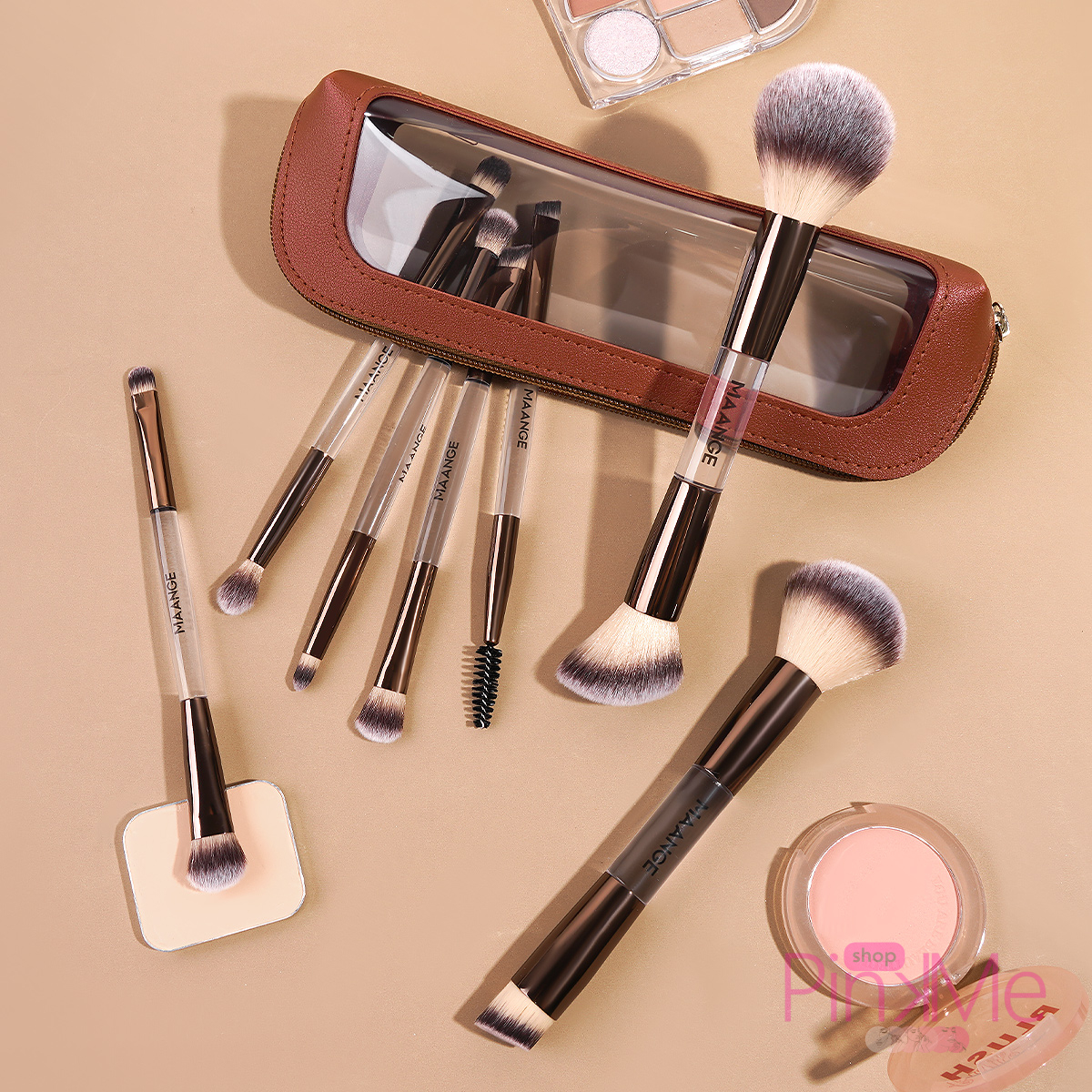 MAANGE Kit 7 Pinceaux De Maquillage à Double Embout Avec Trousse MAANGE Kit 7 Pinceaux De Maquillage à Double Embout Avec Trousse